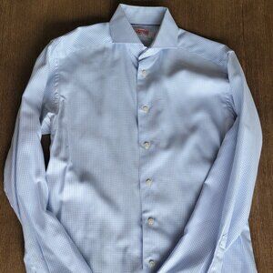 Eton slim fit dress shirt - Blue geometric stripes - Sz 39/15.5